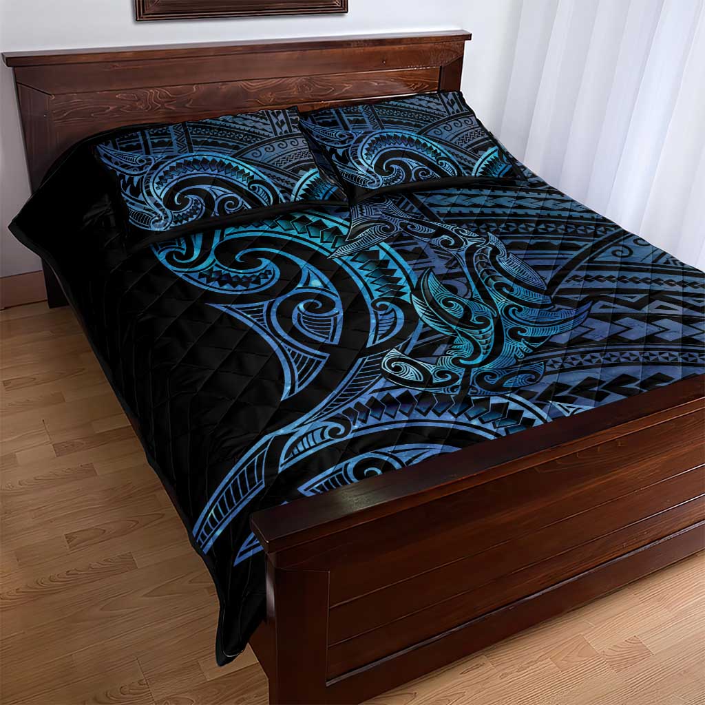 New Zealand Hammerhead Shark Quilt Bed Set Maori Haehae Mangopare Galaxy - Polynesian Pride