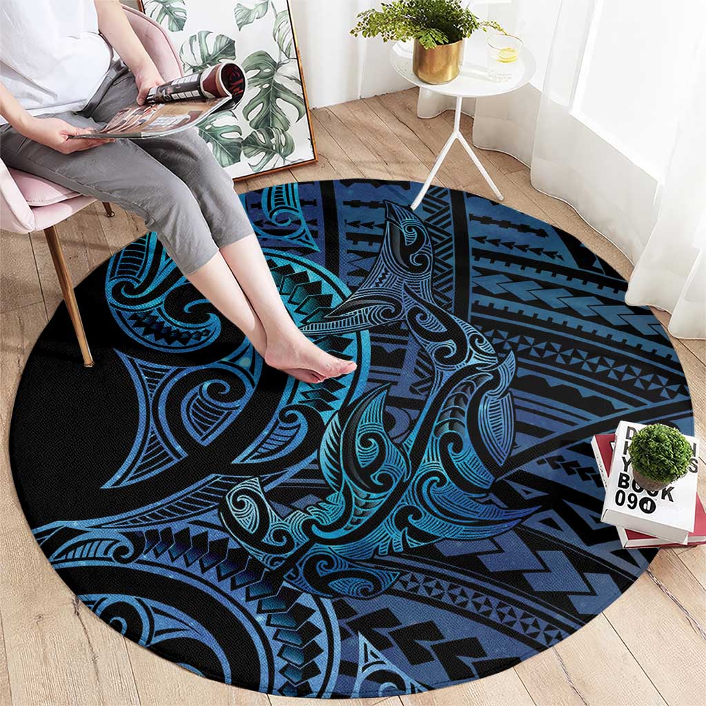 New Zealand Hammerhead Shark Round Carpet Maori Haehae Mangopare Galaxy - Polynesian Pride