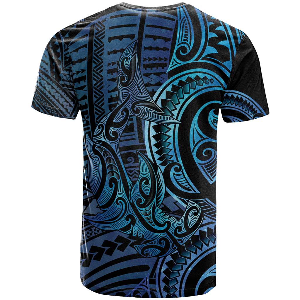 New Zealand Hammerhead Shark T Shirt Maori Haehae Mangopare Galaxy - Polynesian Pride