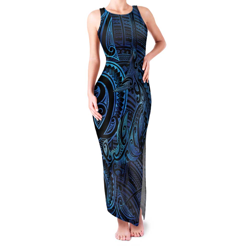 New Zealand Hammerhead Shark Tank Maxi Dress Maori Haehae Mangopare Galaxy - Polynesian Pride