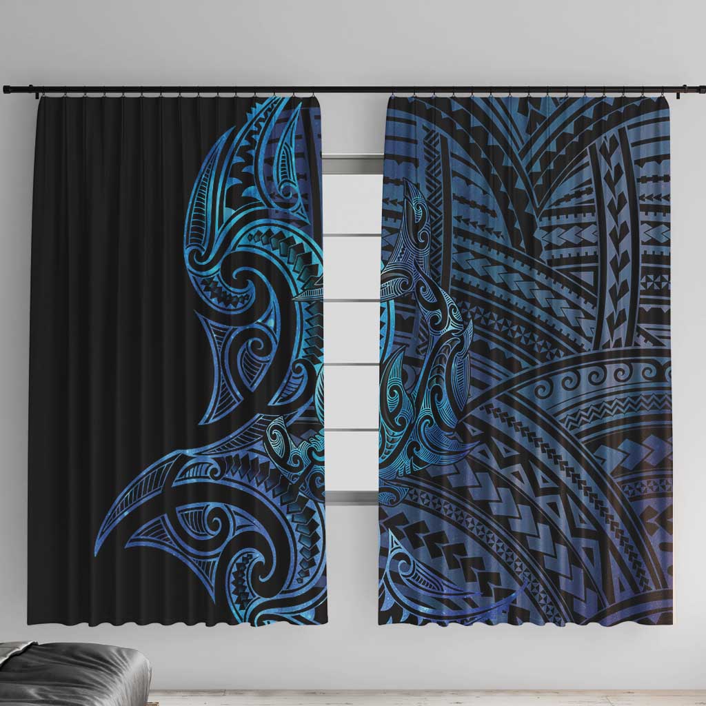 New Zealand Hammerhead Shark Window Curtain Maori Haehae Mangopare Galaxy - Polynesian Pride