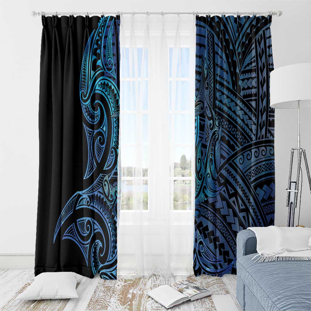 New Zealand Hammerhead Shark Window Curtain Maori Haehae Mangopare Galaxy - Polynesian Pride