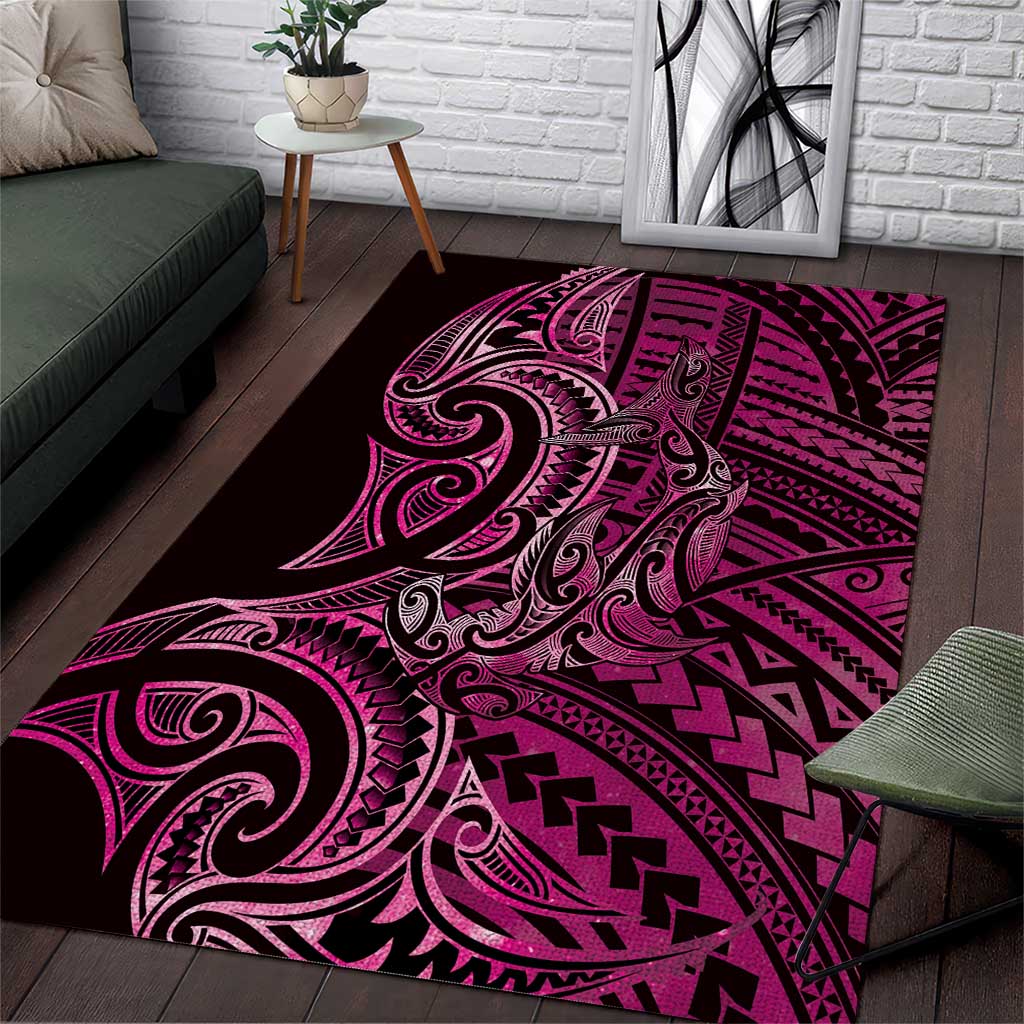 New Zealand Hammerhead Shark Area Rug Maori Haehae Mangopare Pink - Polynesian Pride