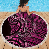 New Zealand Hammerhead Shark Beach Blanket Maori Haehae Mangopare Pink - Polynesian Pride