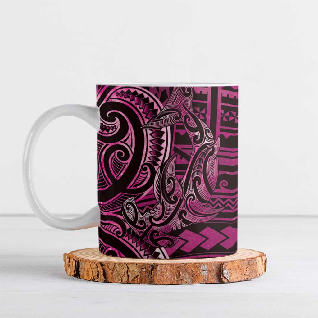 New Zealand Hammerhead Shark Ceramic Mug Maori Haehae Mangopare Pink - Polynesian Pride