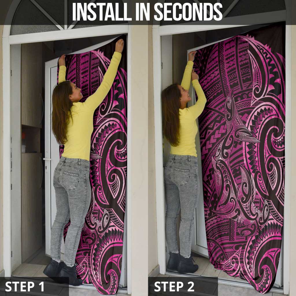 New Zealand Hammerhead Shark Door Cover Maori Haehae Mangopare Pink - Polynesian Pride