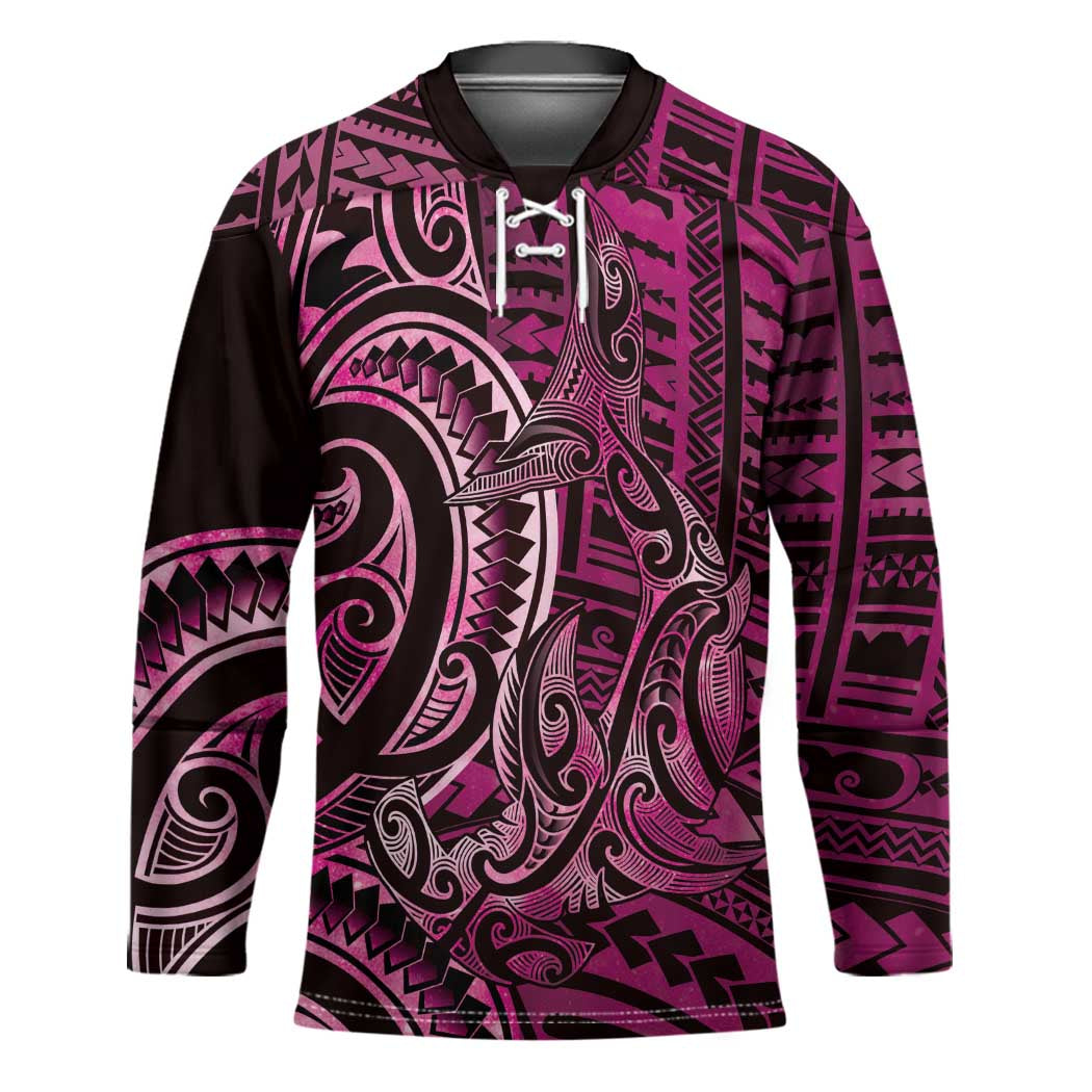 New Zealand Hammerhead Shark Hockey Jersey Maori Haehae Mangopare Pink - Polynesian Pride