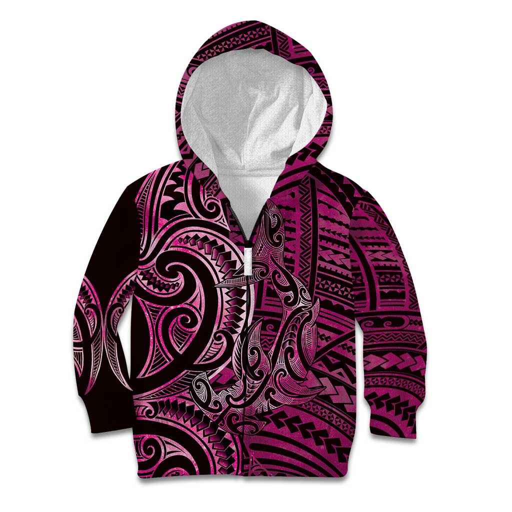 New Zealand Hammerhead Shark Kid Hoodie Maori Haehae Mangopare Pink - Polynesian Pride
