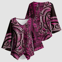 New Zealand Hammerhead Shark Kimono Sleeve Blouse Maori Haehae Mangopare Pink - Polynesian Pride