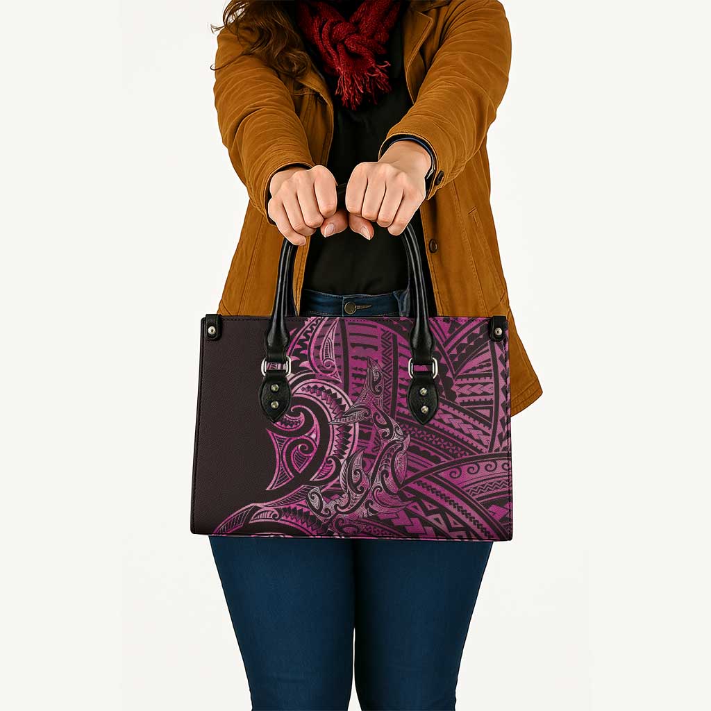 New Zealand Hammerhead Shark Leather Bag Maori Haehae Mangopare Pink - Polynesian Pride