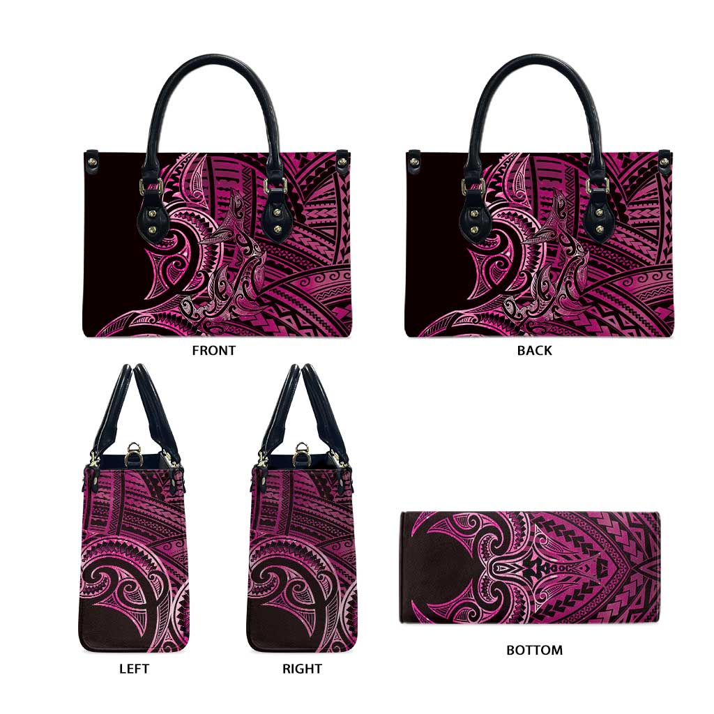 New Zealand Hammerhead Shark Leather Bag Maori Haehae Mangopare Pink - Polynesian Pride