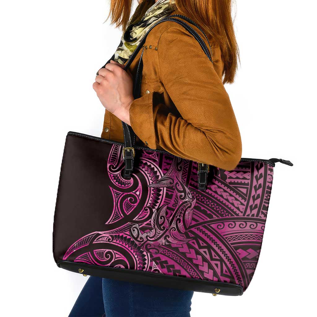 New Zealand Hammerhead Shark Leather Tote Bag Maori Haehae Mangopare Pink LT14 Pink - Polynesian Pride