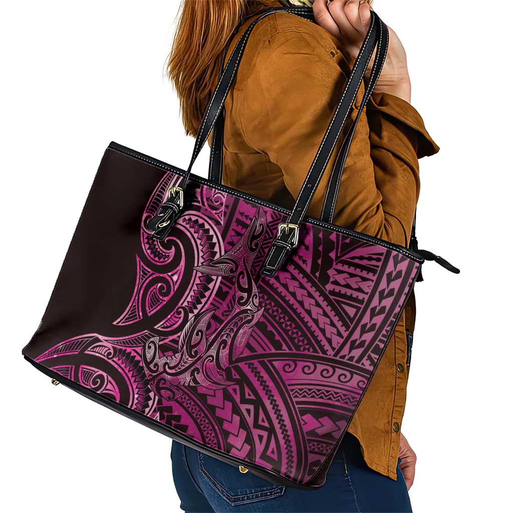 New Zealand Hammerhead Shark Leather Tote Bag Maori Haehae Mangopare Pink LT14 - Polynesian Pride