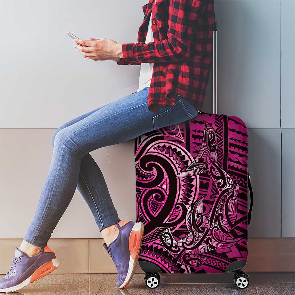 New Zealand Hammerhead Shark Luggage Cover Maori Haehae Mangopare Pink - Polynesian Pride