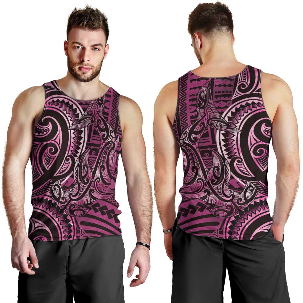 New Zealand Hammerhead Shark Men Tank Top Maori Haehae Mangopare Pink - Polynesian Pride