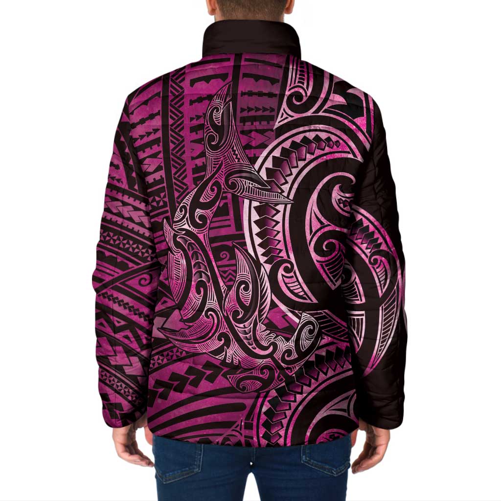 New Zealand Hammerhead Shark Padded Jacket Maori Haehae Mangopare Pink - Polynesian Pride