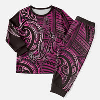 New Zealand Hammerhead Shark Christmas Pajama Set Maori Haehae Mangopare Pink - Polynesian Pride
