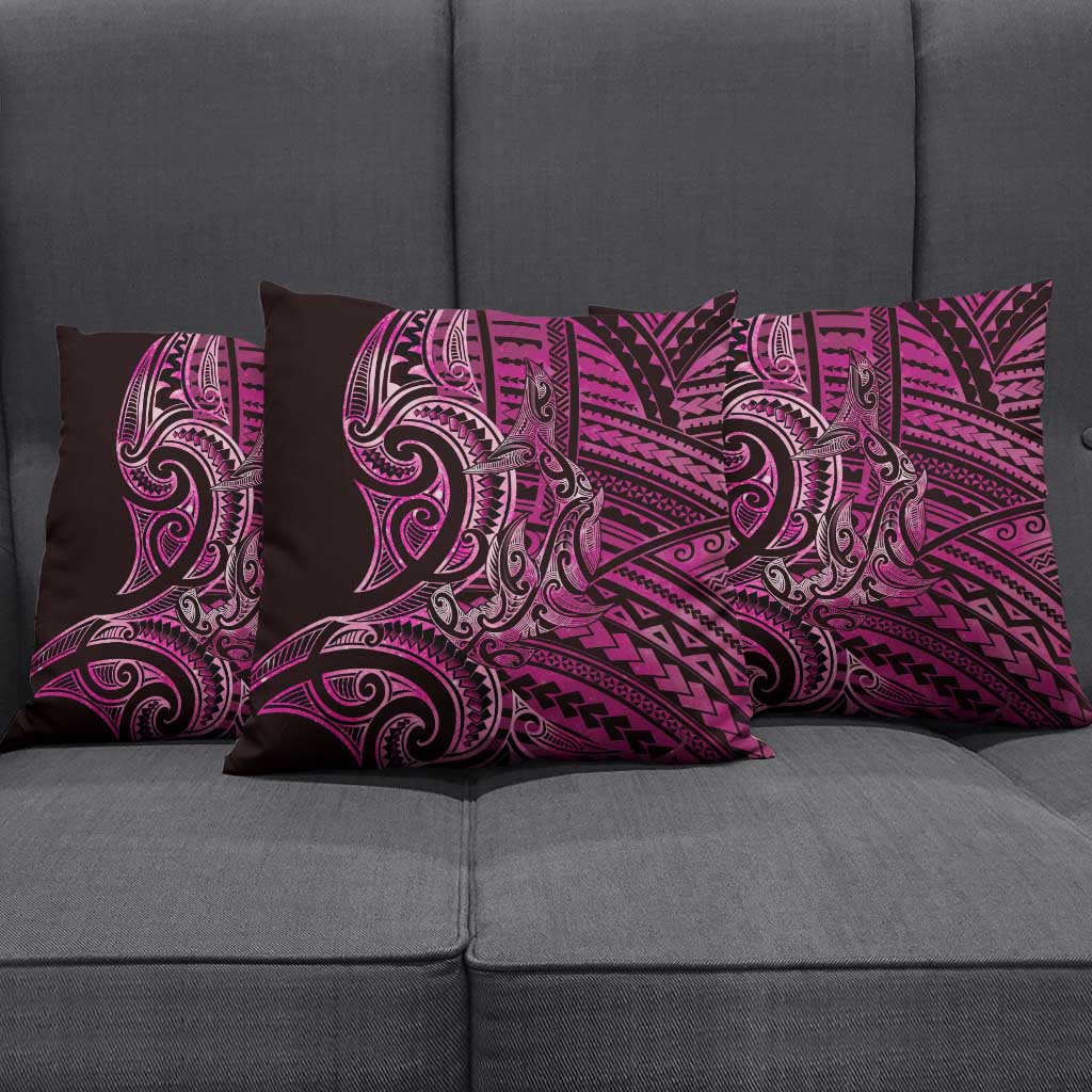 New Zealand Hammerhead Shark Pillow Cover Maori Haehae Mangopare Pink - Polynesian Pride
