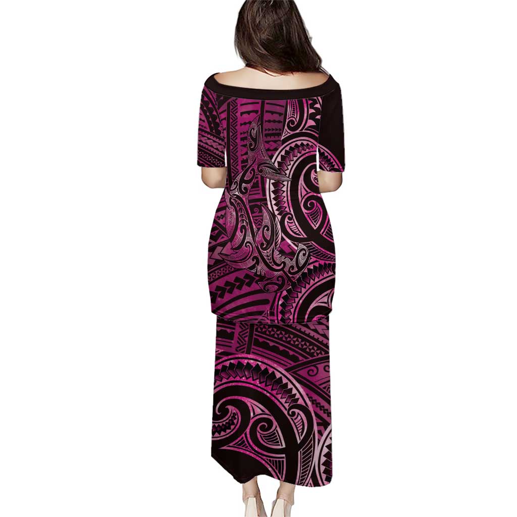 New Zealand Hammerhead Shark Puletasi Maori Haehae Mangopare Pink - Polynesian Pride