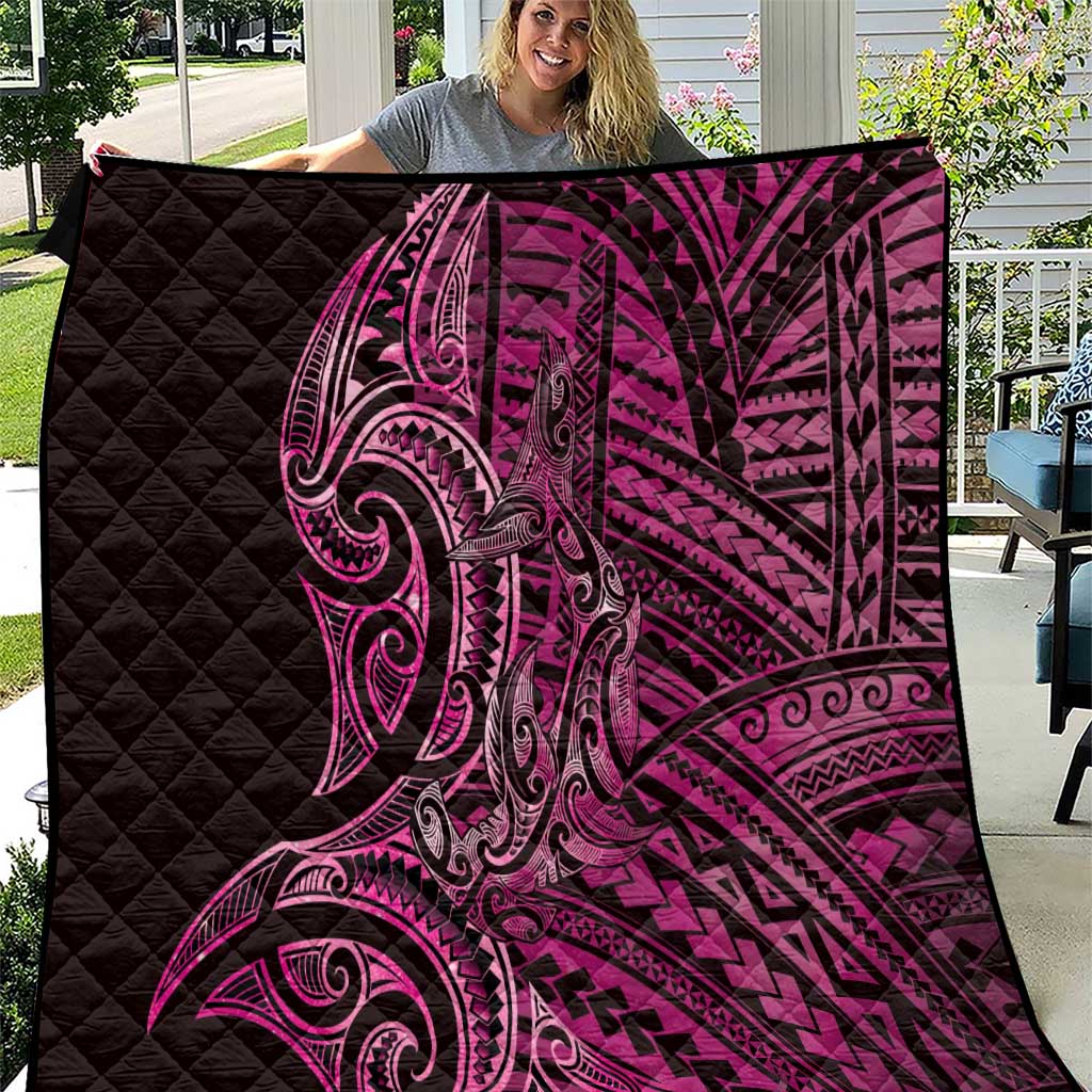 New Zealand Hammerhead Shark Quilt Maori Haehae Mangopare Pink - Polynesian Pride