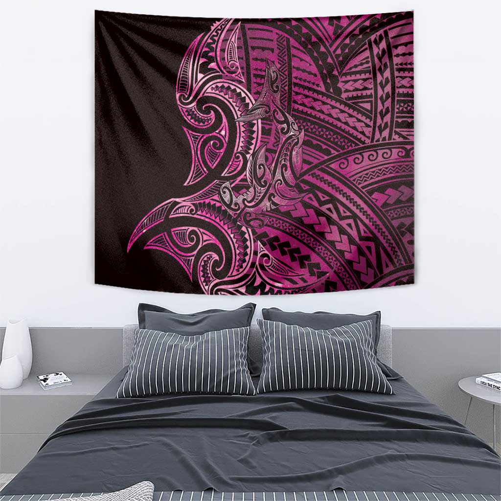 New Zealand Hammerhead Shark Tapestry Maori Haehae Mangopare Pink - Polynesian Pride