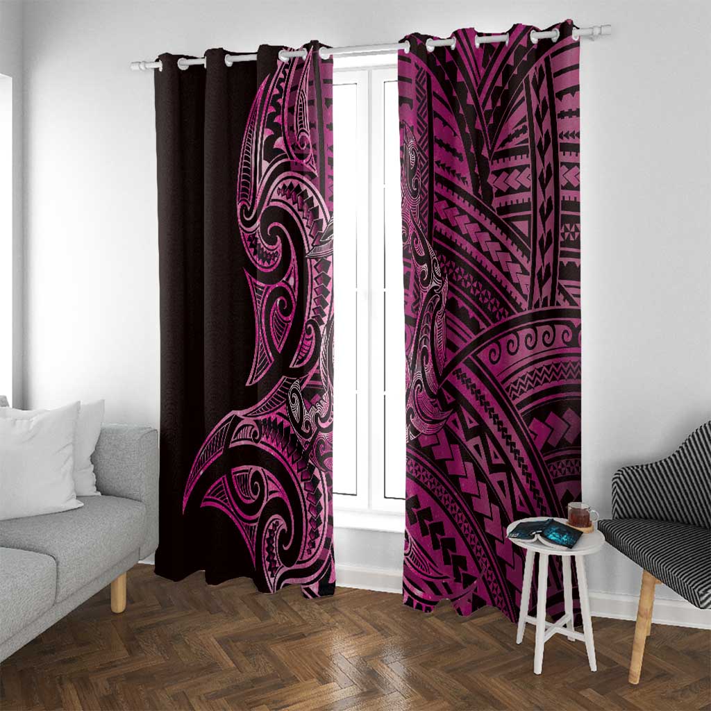 New Zealand Hammerhead Shark Window Curtain Maori Haehae Mangopare Pink - Polynesian Pride