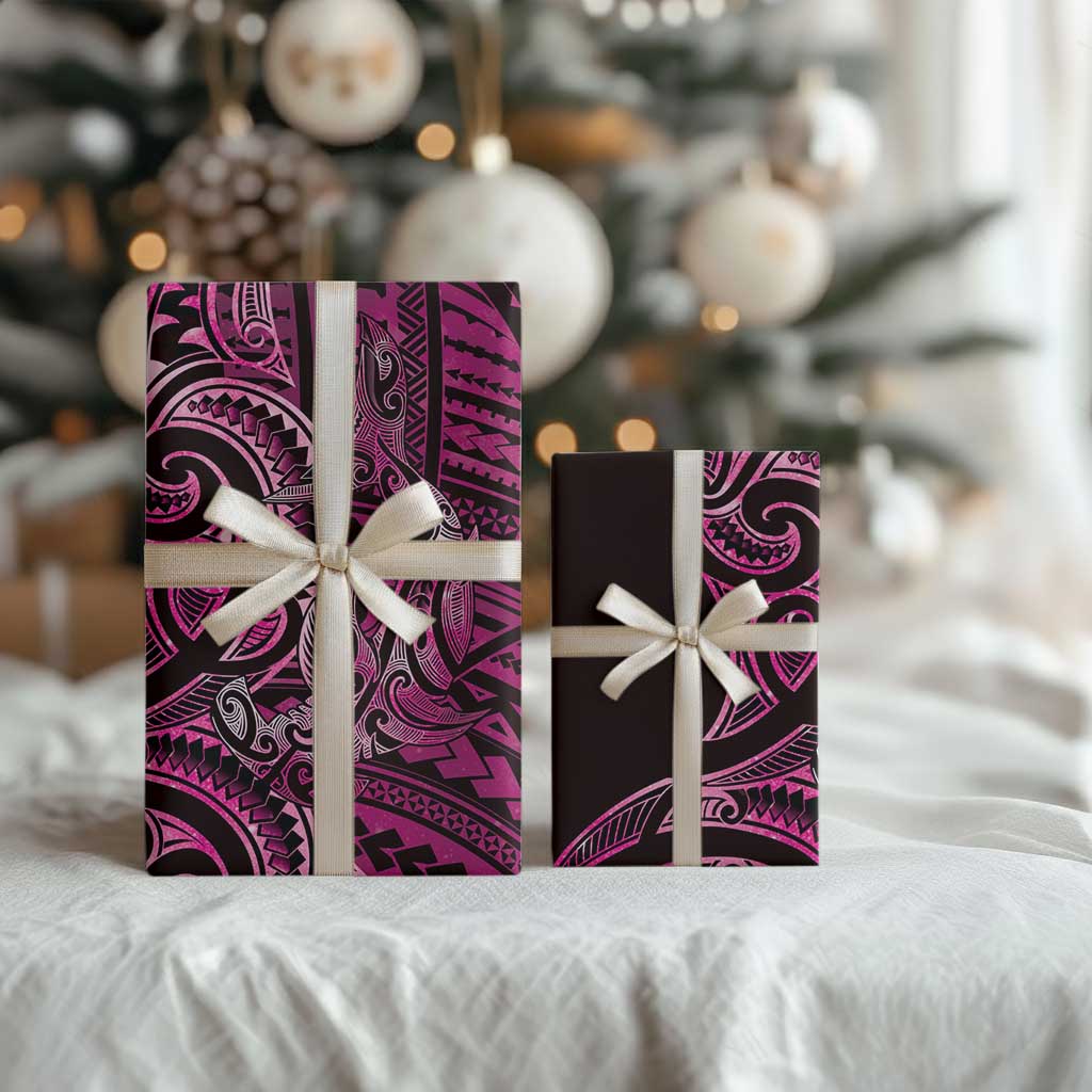 New Zealand Hammerhead Shark Wrapping Paper Maori Haehae Mangopare Pink - Polynesian Pride