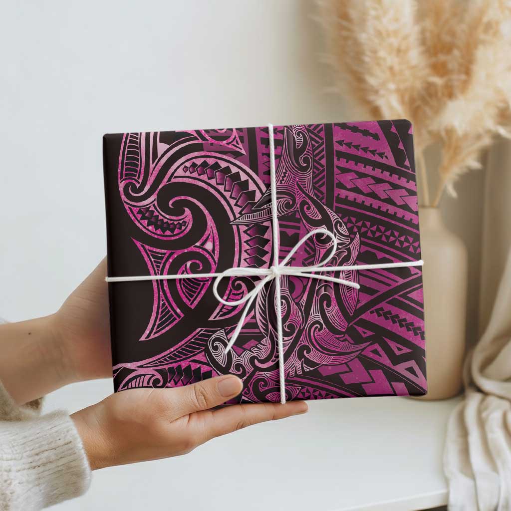 New Zealand Hammerhead Shark Wrapping Paper Maori Haehae Mangopare Pink - Polynesian Pride