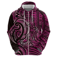 New Zealand Hammerhead Shark Zip Hoodie Maori Haehae Mangopare Pink - Polynesian Pride
