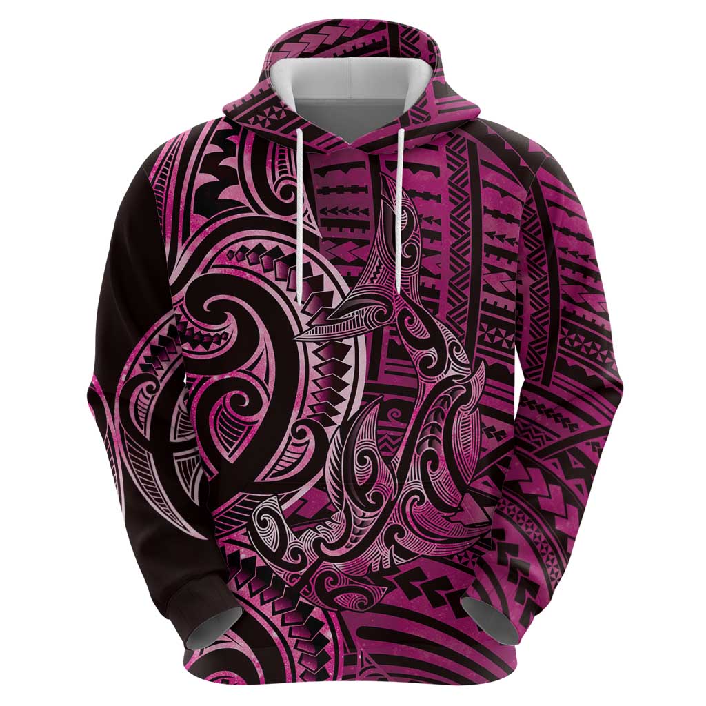 New Zealand Hammerhead Shark Zip Hoodie Maori Haehae Mangopare Pink - Polynesian Pride