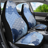 Blue Palaka Japanese Patterns Car Seat Cover Asanoha Seigaiha Sakura Motif - Polynesian Pride