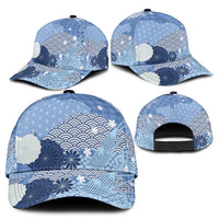 Blue Japanese Traditional Motifs Classic Cap Palaka With Asanoha Seigaiha Sakura - Polynesian Pride