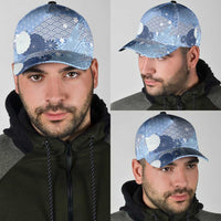 Blue Japanese Traditional Motifs Classic Cap Palaka With Asanoha Seigaiha Sakura - Polynesian Pride