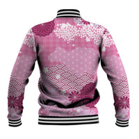 Pink Palaka Japanese Patterns Baseball Jacket Asanoha Seigaiha Sakura Motif - Polynesian Pride