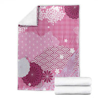 Pink Palaka Japanese Patterns Blanket Asanoha Seigaiha Sakura Motif - Polynesian Pride