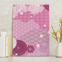 Pink Palaka Japanese Patterns Canvas Wall Art Asanoha Seigaiha Sakura Motif - Polynesian Pride