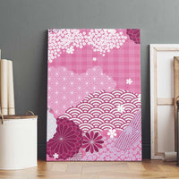 Pink Palaka Japanese Patterns Canvas Wall Art Asanoha Seigaiha Sakura Motif - Polynesian Pride