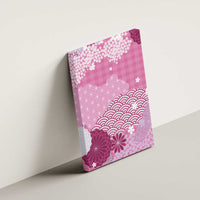 Pink Palaka Japanese Patterns Canvas Wall Art Asanoha Seigaiha Sakura Motif - Polynesian Pride