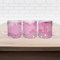 Pink Palaka Japanese Patterns Ceramic Mug Asanoha Seigaiha Sakura Motif - Polynesian Pride