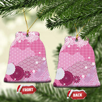 Pink Palaka Japanese Patterns Ceramic Ornament Asanoha Seigaiha Sakura Motif - Polynesian Pride