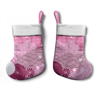 Pink Palaka Japanese Patterns Christmas Stocking Asanoha Seigaiha Sakura Motif - Polynesian Pride