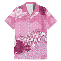 Pink Palaka Japanese Patterns Family Matching Mermaid Dress and Hawaiian Shirt Asanoha Seigaiha Sakura Motif - Polynesian Pride