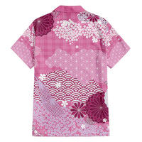 Pink Palaka Japanese Patterns Hawaiian Shirt Asanoha Seigaiha Sakura Motif - Polynesian Pride