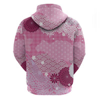 Pink Palaka Japanese Patterns Hoodie Asanoha Seigaiha Sakura Motif - Polynesian Pride