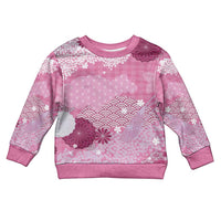 Pink Palaka Japanese Patterns Kid Ugly Christmas Sweater Asanoha Seigaiha Sakura Motif - Polynesian Pride