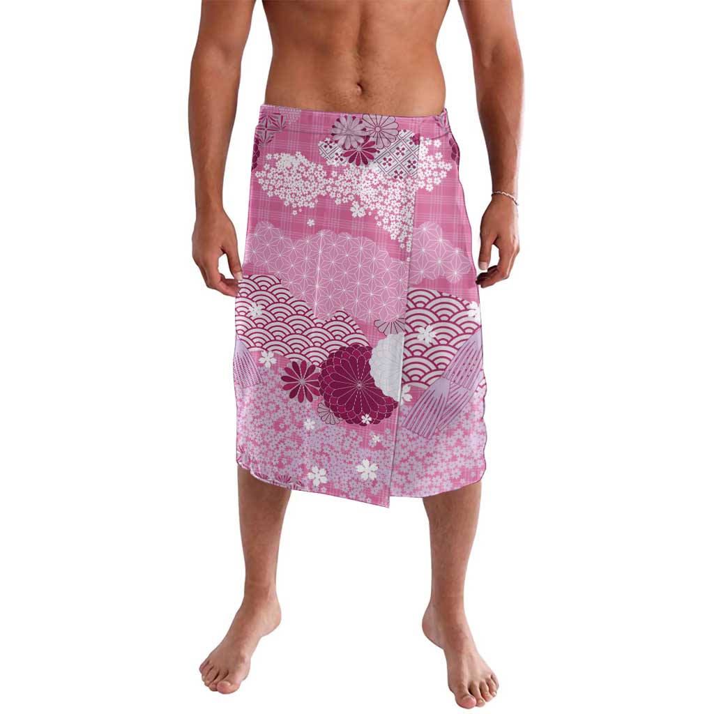 Pink Palaka Japanese Patterns Lavalava Asanoha Seigaiha Sakura Motif - Polynesian Pride