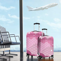 Pink Palaka Japanese Patterns Luggage Cover Asanoha Seigaiha Sakura Motif - Polynesian Pride