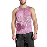 Pink Palaka Japanese Patterns Men Tank Top Asanoha Seigaiha Sakura Motif - Polynesian Pride