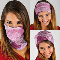 Pink Palaka Japanese Patterns Neck Gaiter Asanoha Seigaiha Sakura Motif - Polynesian Pride