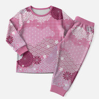 Pink Palaka Japanese Patterns Christmas Pajama Set Asanoha Seigaiha Sakura Motif - Polynesian Pride